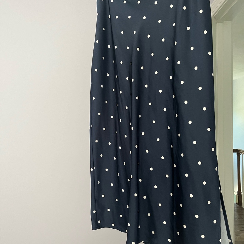 Old Navy Blue Polka Dot Satin Maxi Skirt